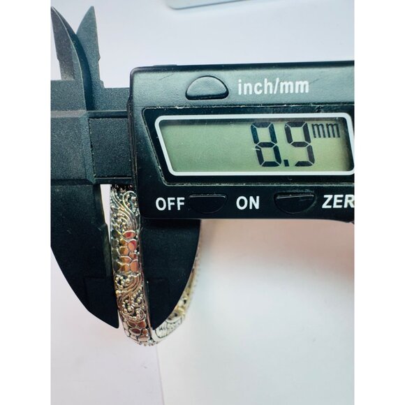 Estate Sarda Sterling Silver 925 Filigree Hinged Bangle Bracelet 6" 38.1g - Picture 9 of 13